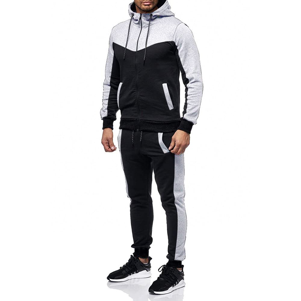 Marine Royal Track Suits for Men Set Full Zip Sweatsuit Outdoor Jogging Men Tracksuits