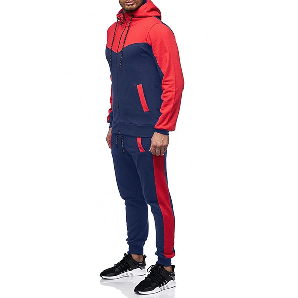 Marine Royal Track Suits for Men Set Full Zip Sweatsuit Outdoor Jogging Men Tracksuits