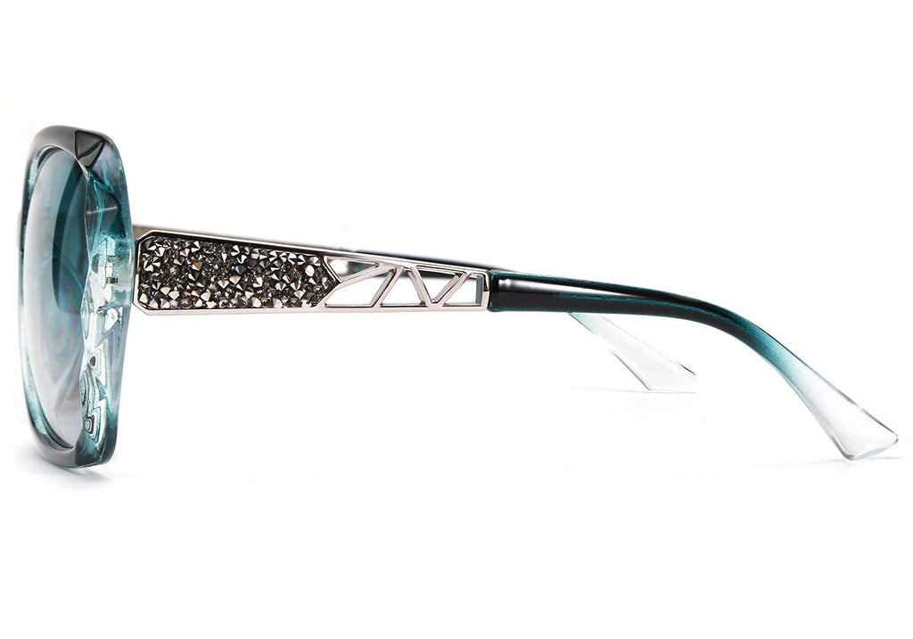 FEISEDY Polarized Women Square Sunglasses Sparkling Composite Shiny Frame B2289