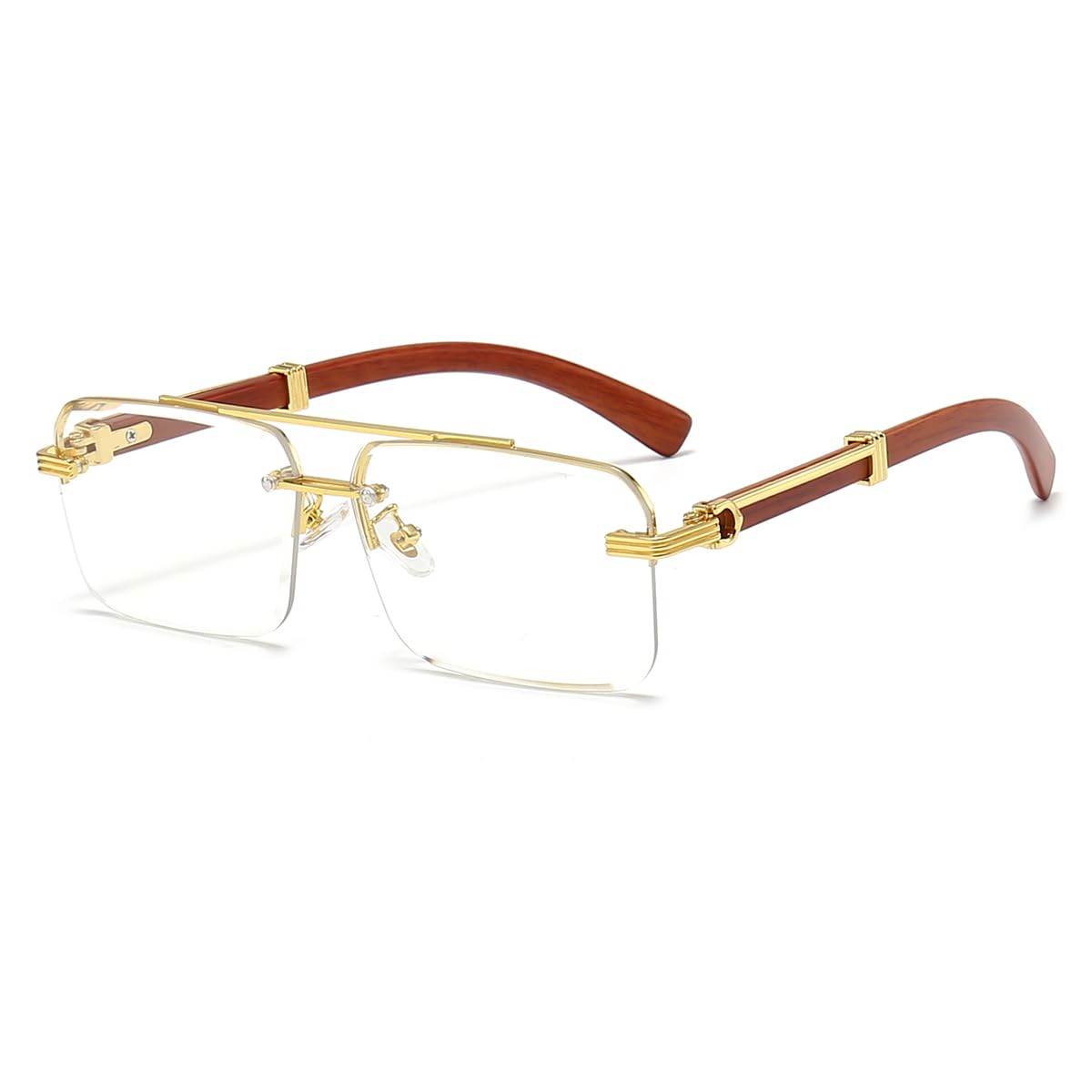 JOVAKIT Trendy Square Sunglasses for Men Women Semi Rimless Frame Shades 90s Vintage Retro Sun Glasses UV400 Protection