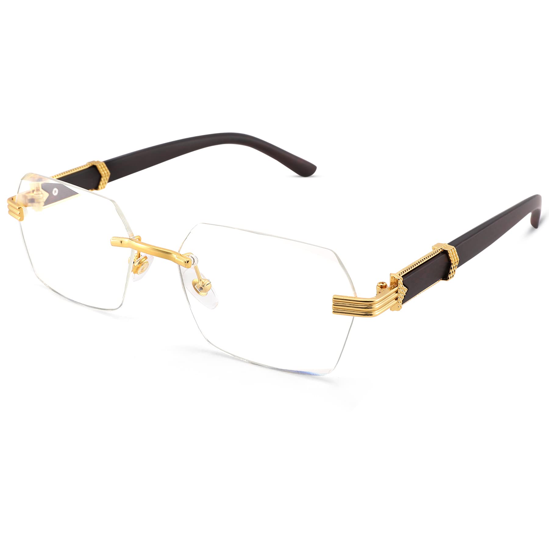 Hycredi Rimless Rectangle Sunglasses Men Women Retro Frameless Square Shade Y2k Sun Glasses Tinted Eyewear