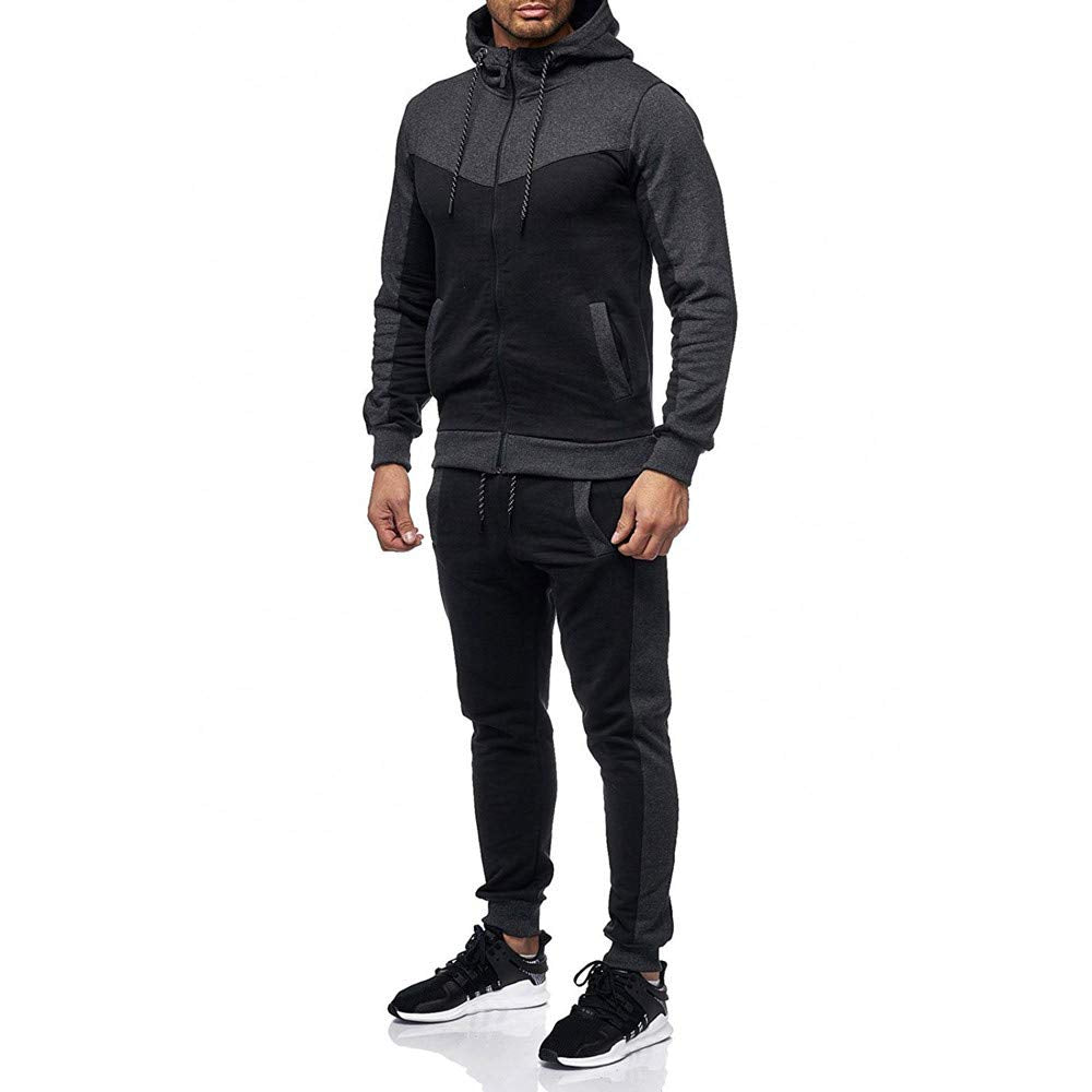 Marine Royal Track Suits for Men Set Full Zip Sweatsuit Outdoor Jogging Men Tracksuits