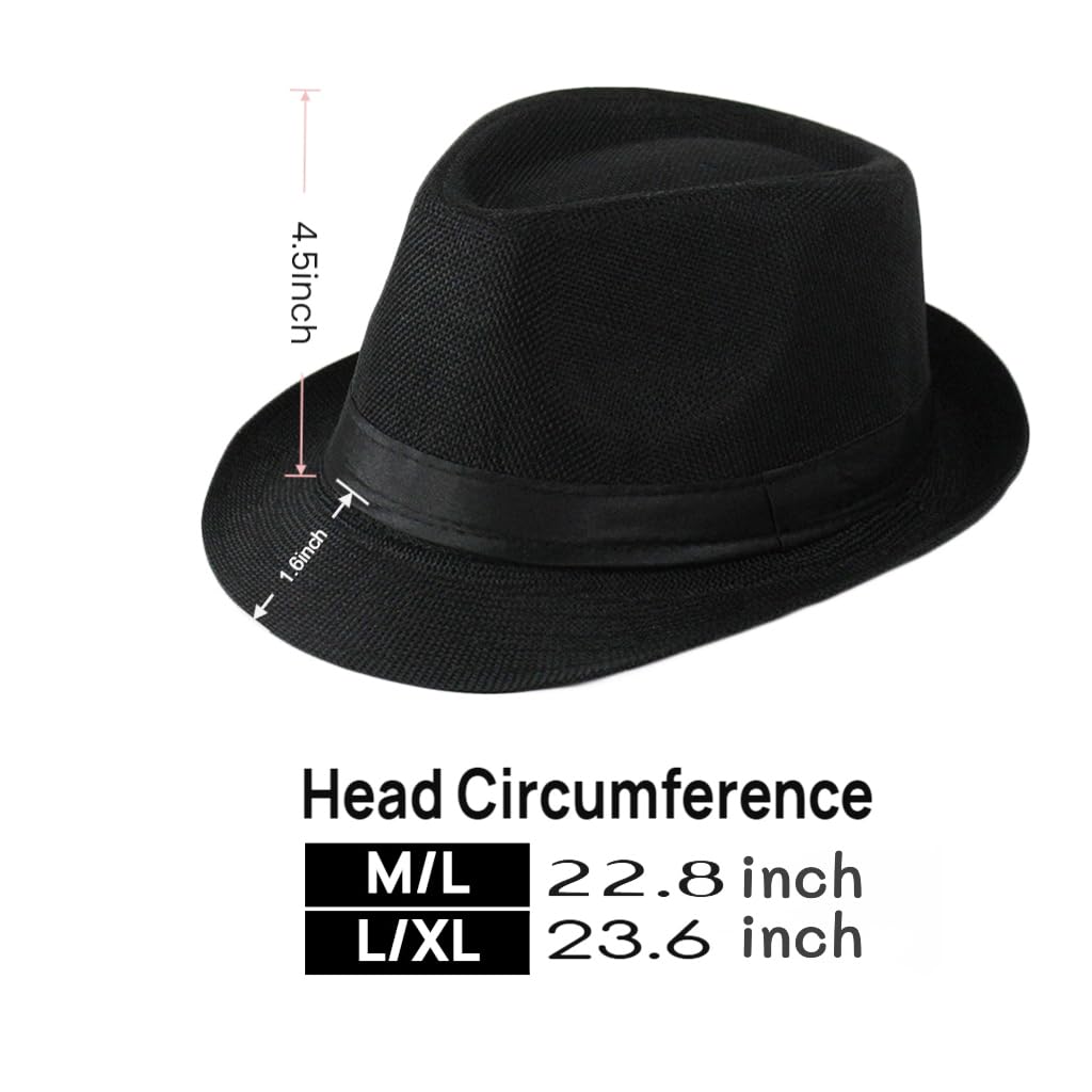 Unisex Classic 1920s Fedora Hat Short Brim Panama Trilby Hat Summer Beach Cap for Men Women