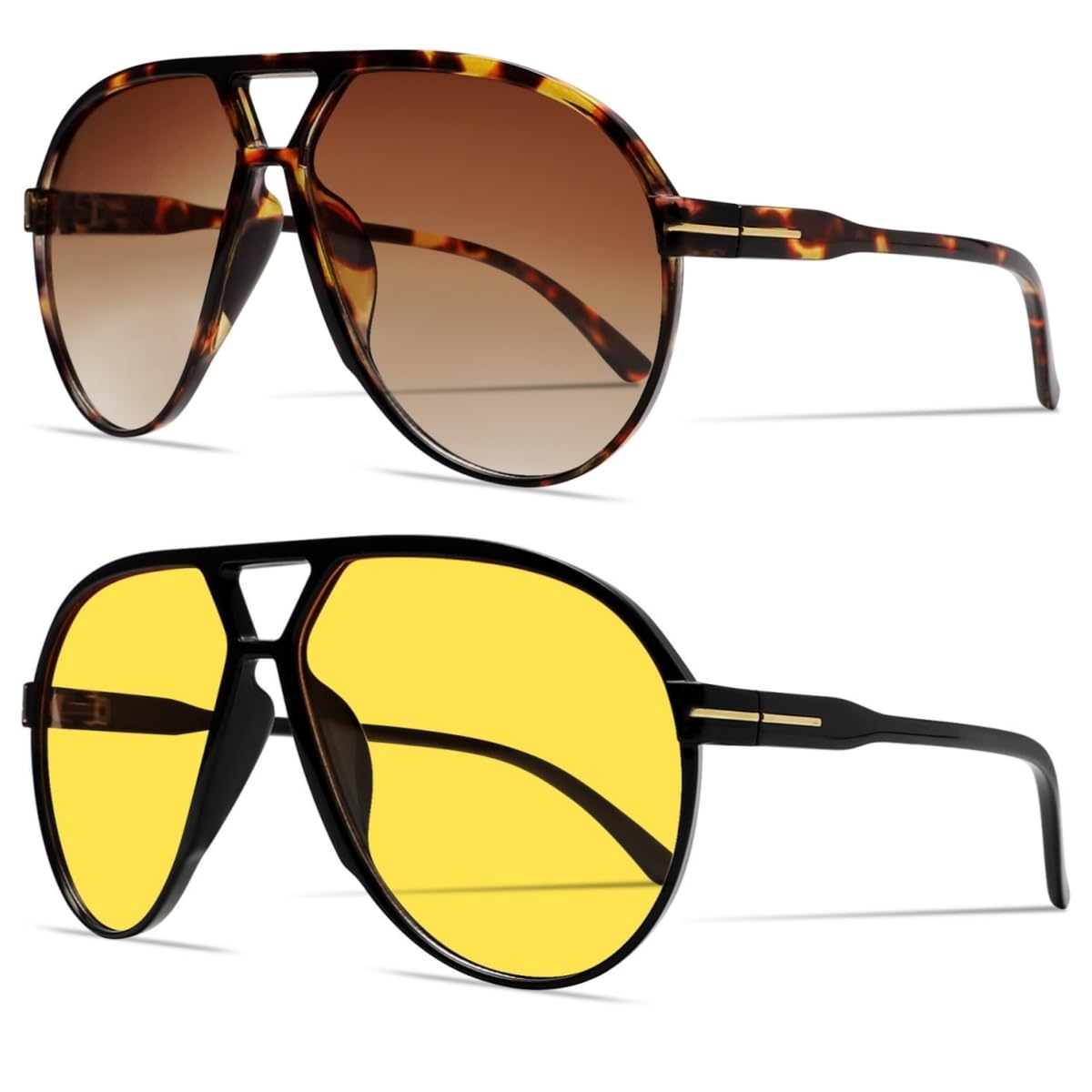 Retro Aviator Sunglasses for Women Men Oversized Classic 70s Vintage Trendy Tangle Free Square Aviators Sun Glasses