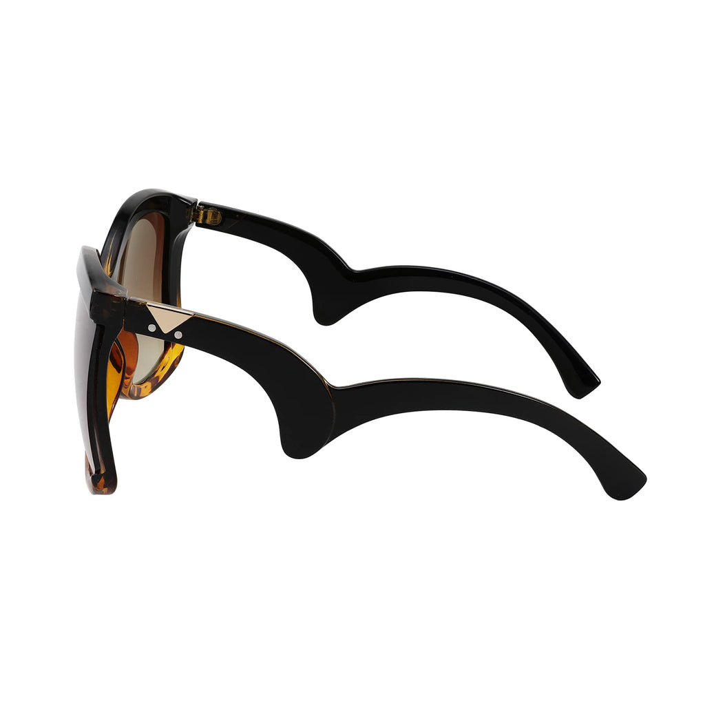 FEISEDY Oversized Square Butterfly Sunglasses Curved Curly Arm Frame Women's Fashion Shades B4035