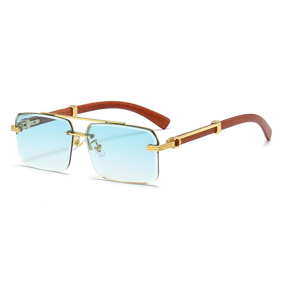 Gleyemor Mens Sunglasses Fashion Rimless Rectangle Sunglasses Square Frameless Sunglasses for Men