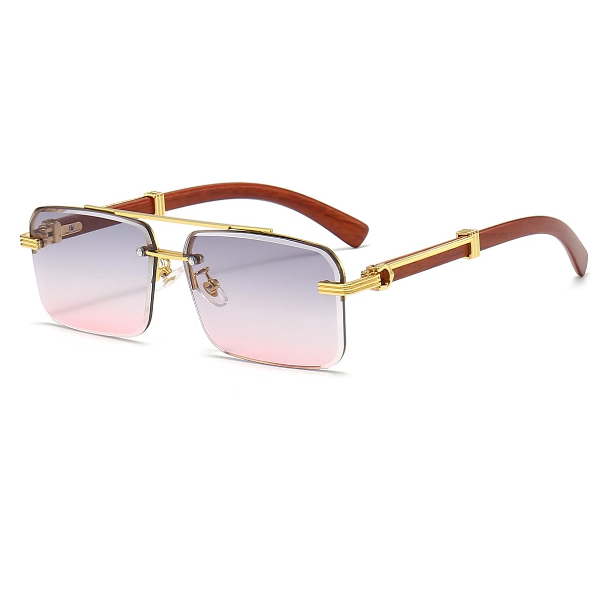 JOVAKIT Trendy Square Sunglasses for Men Women Semi Rimless Frame Shades 90s Vintage Retro Sun Glasses UV400 Protection