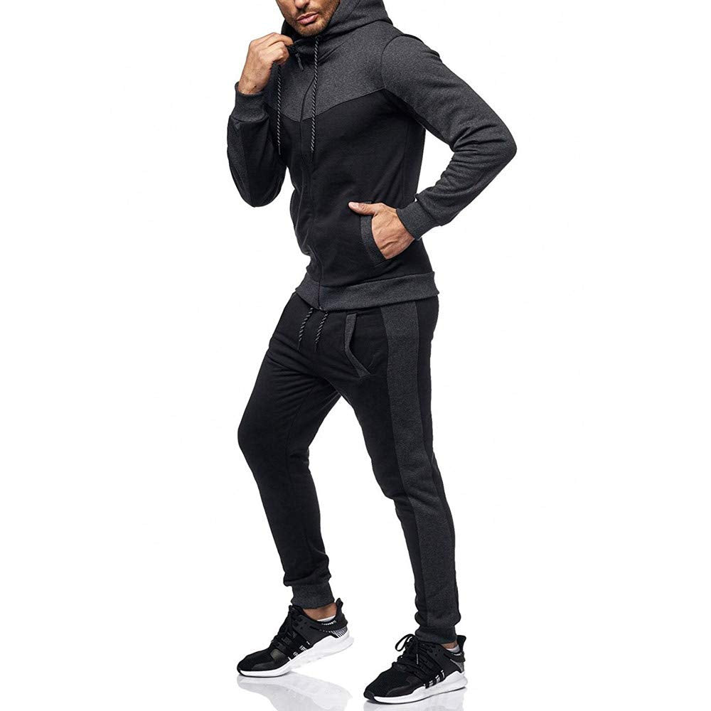Marine Royal Track Suits for Men Set Full Zip Sweatsuit Outdoor Jogging Men Tracksuits