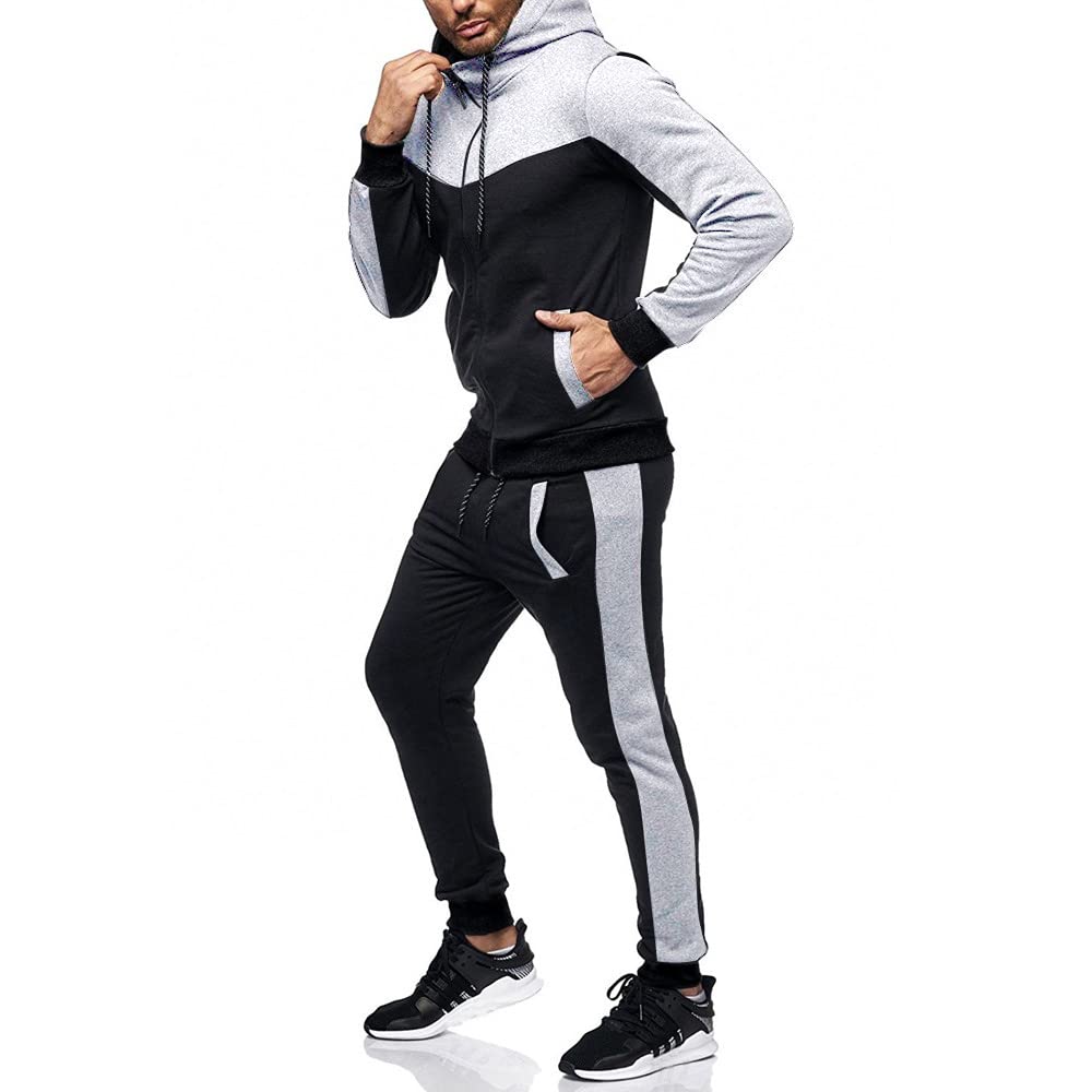 Marine Royal Track Suits for Men Set Full Zip Sweatsuit Outdoor Jogging Men Tracksuits