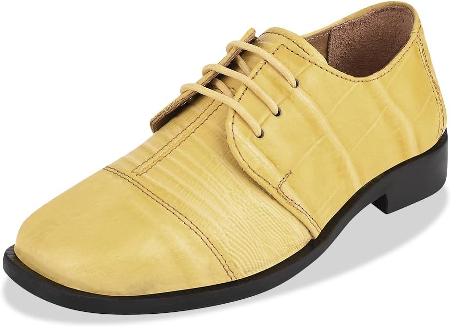 LIBERTYZENO Boys Animal Print Genuine Leather Kids Lace Up Oxford Dress Shoes for Prom Graduation