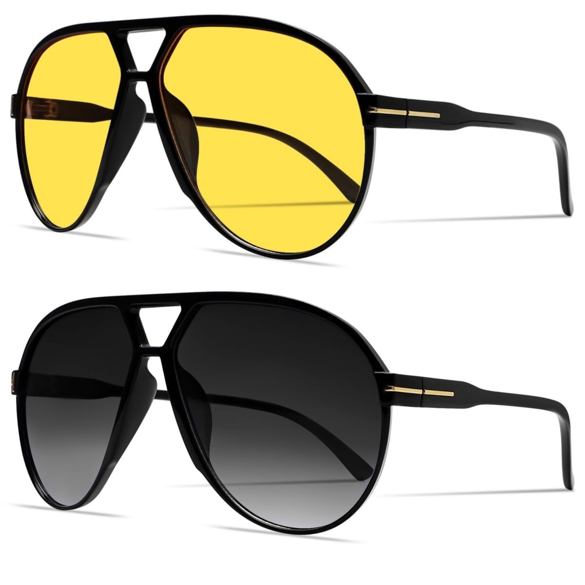 Retro Aviator Sunglasses for Women Men Oversized Classic 70s Vintage Trendy Tangle Free Square Aviators Sun Glasses