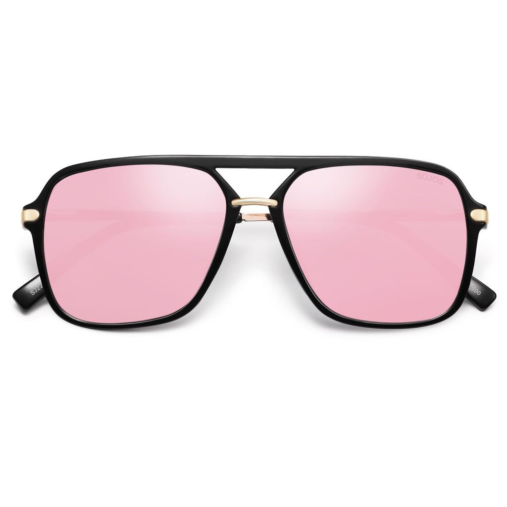 SOJOS Sunglasses for Women & Men, Square, Retro, Polarized Lens, Trendy Aviator, 90s Shades