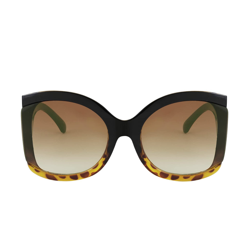 FEISEDY Oversized Square Butterfly Sunglasses Curved Curly Arm Frame Women's Fashion Shades B4035