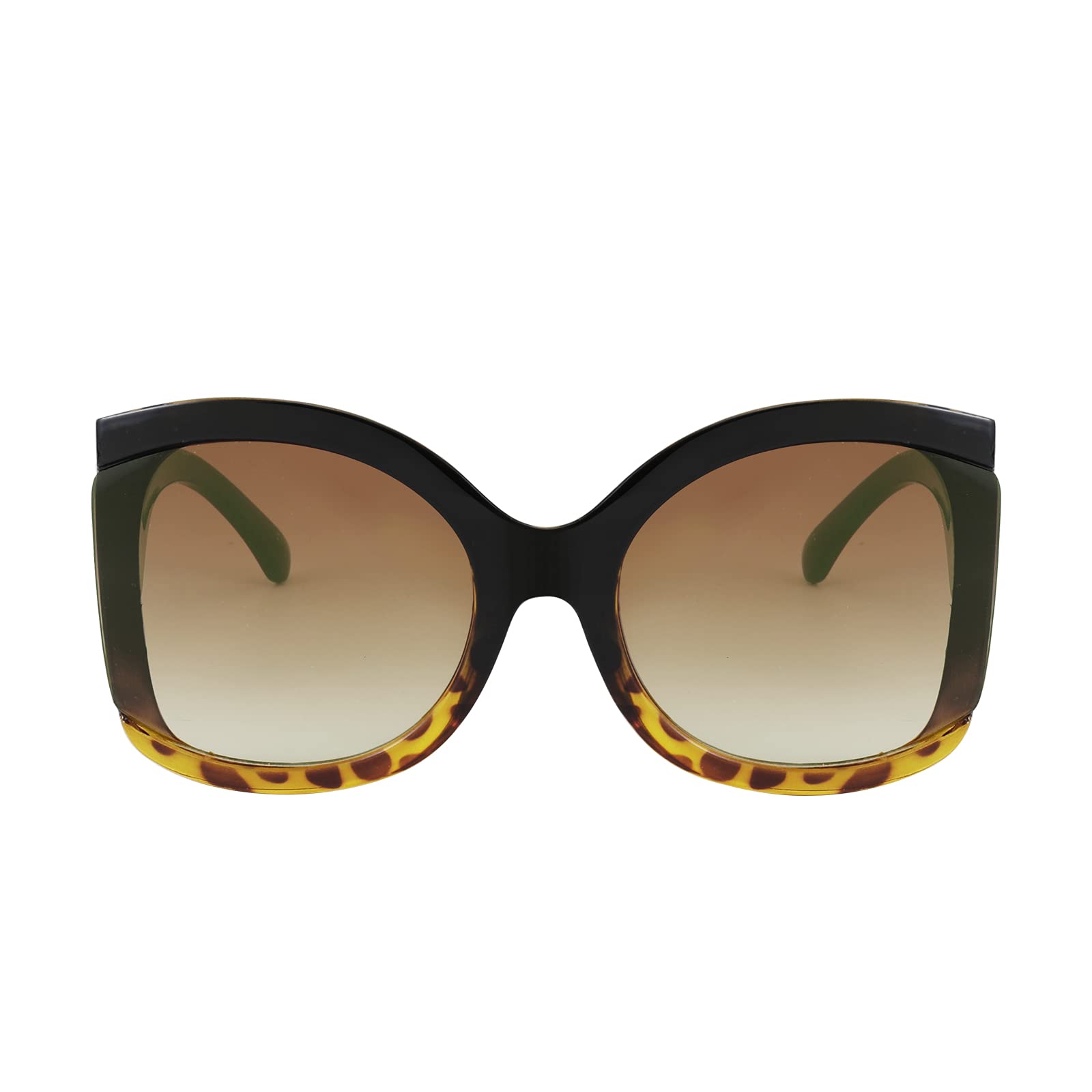 FEISEDY Oversized Square Butterfly Sunglasses Curved Curly Arm Frame Women's Fashion Shades B4035