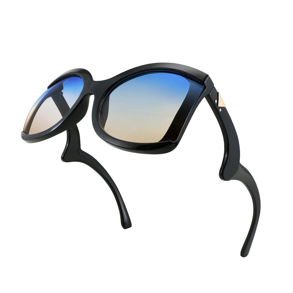 FEISEDY Oversized Square Butterfly Sunglasses Curved Curly Arm Frame Women's Fashion Shades B4035