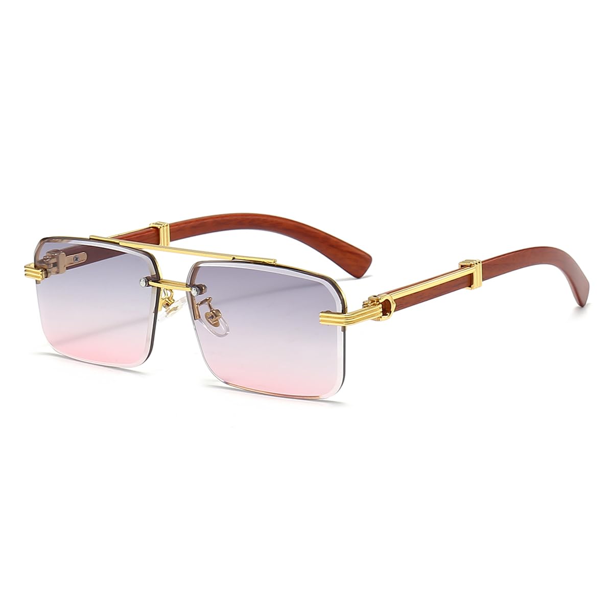 Gleyemor Mens Sunglasses Fashion Rimless Rectangle Sunglasses Square Frameless Sunglasses for Men