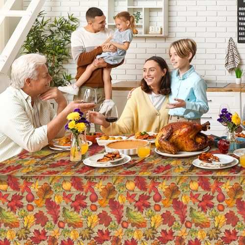 3Pack Fall Leaf Plastic Tablecloth Decorations,Disposable Autumn Orange Leaf Maple Table Cloths for Parties,Rectangle Thanks Giving Table Cover for Kitchen Fall Harvest Thanks Giving Decor,54x108 Inch