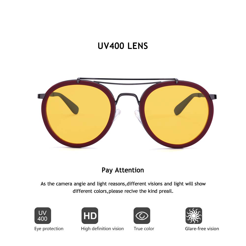 Vintage Steampunk Double Bridge Round Polarized Sunglasses Designer Metal Frame For Women Men