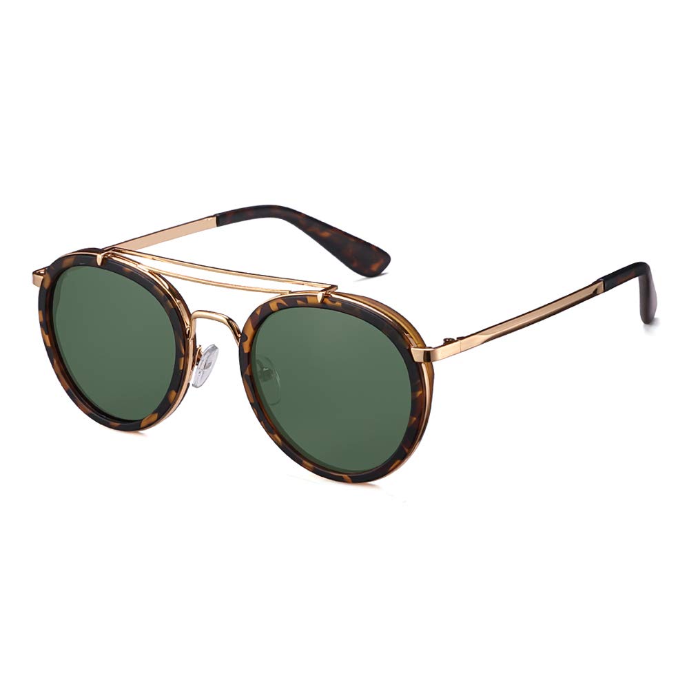 Vintage Steampunk Double Bridge Round Polarized Sunglasses Designer Metal Frame For Women Men