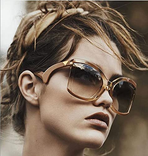 FEISEDY Oversized Square Butterfly Sunglasses Curved Curly Arm Frame Women's Fashion Shades B4035