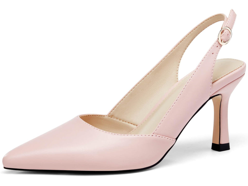Rilista Women's Slingback Kitten Heels Closed Pointed Toe Wedding Party Dress Pumps Shoes