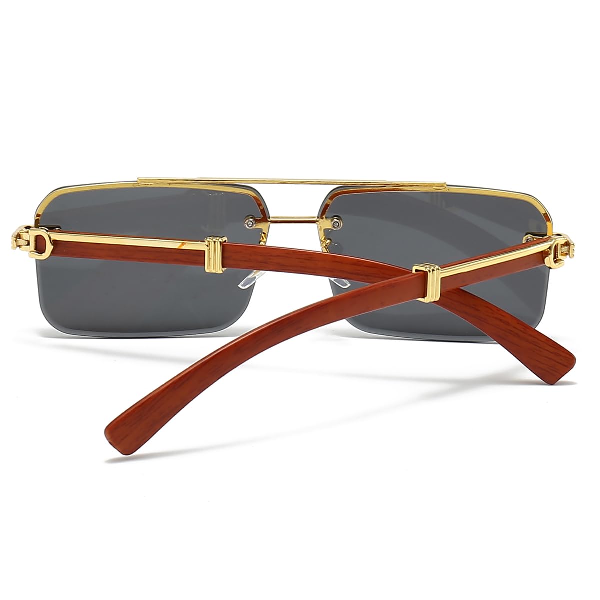 JOVAKIT Trendy Square Sunglasses for Men Women Semi Rimless Frame Shades 90s Vintage Retro Sun Glasses UV400 Protection