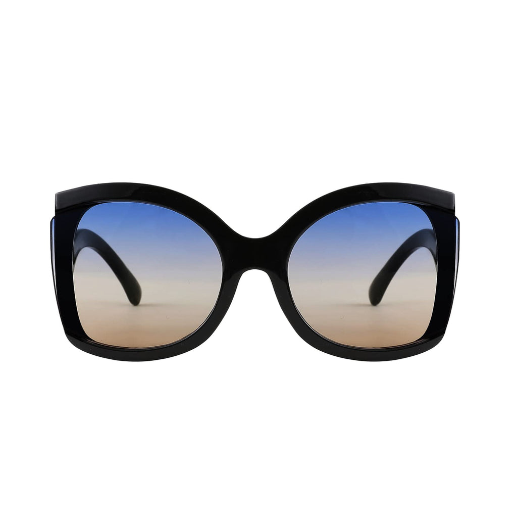 FEISEDY Oversized Square Butterfly Sunglasses Curved Curly Arm Frame Women's Fashion Shades B4035