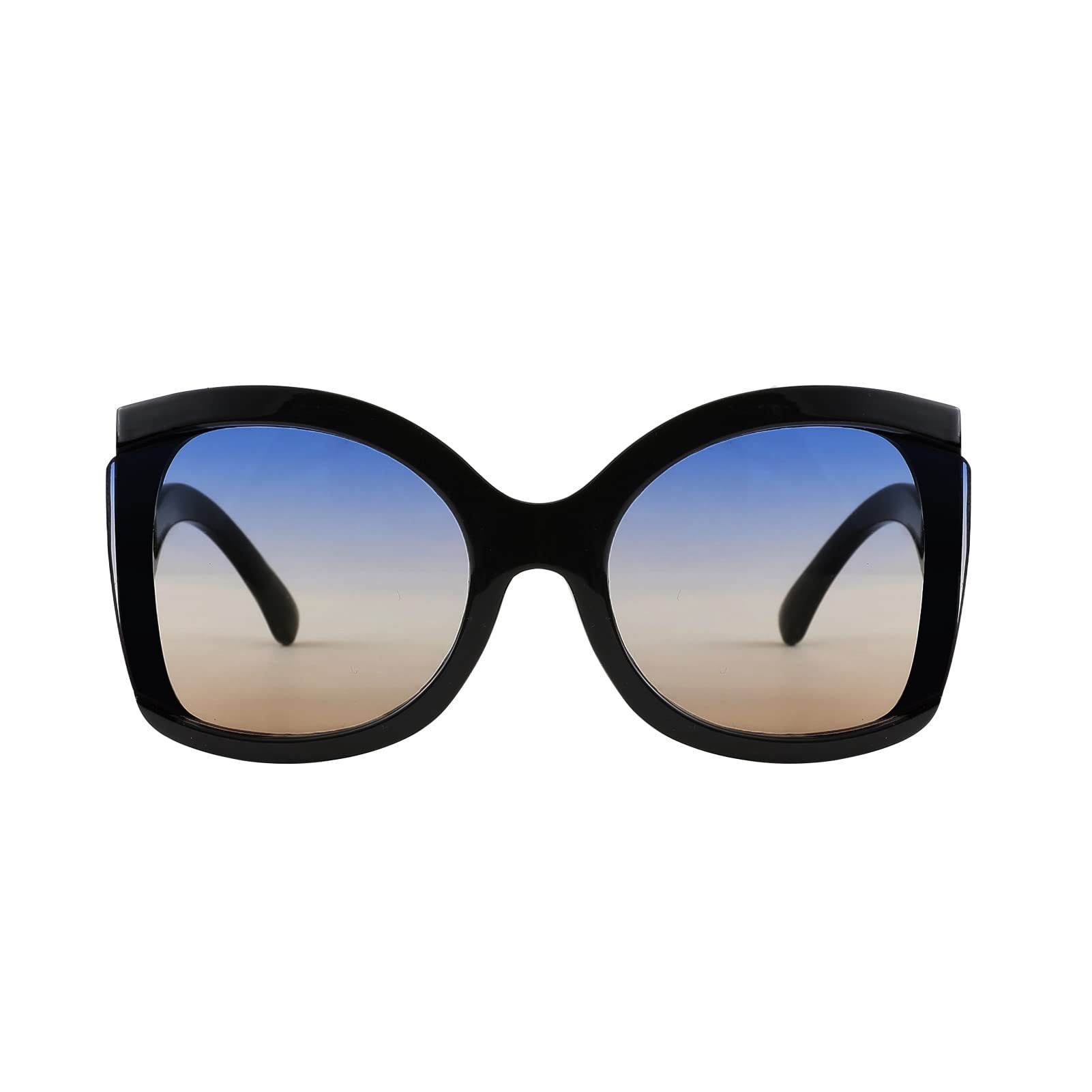 FEISEDY Oversized Square Butterfly Sunglasses Curved Curly Arm Frame Women's Fashion Shades B4035