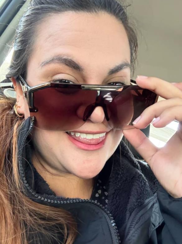 FEISEDY Square Oversized Sunglasses for Men Women, Flat Top Shield One Piece Lens Sun Glasses Shades B2765