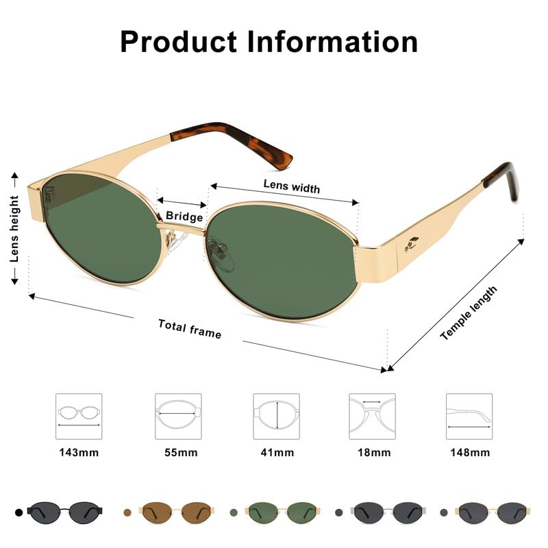 SOJOS Retro Oval Sunglasses for Women Trendy Classic Shades UV400 Protection SJ1256