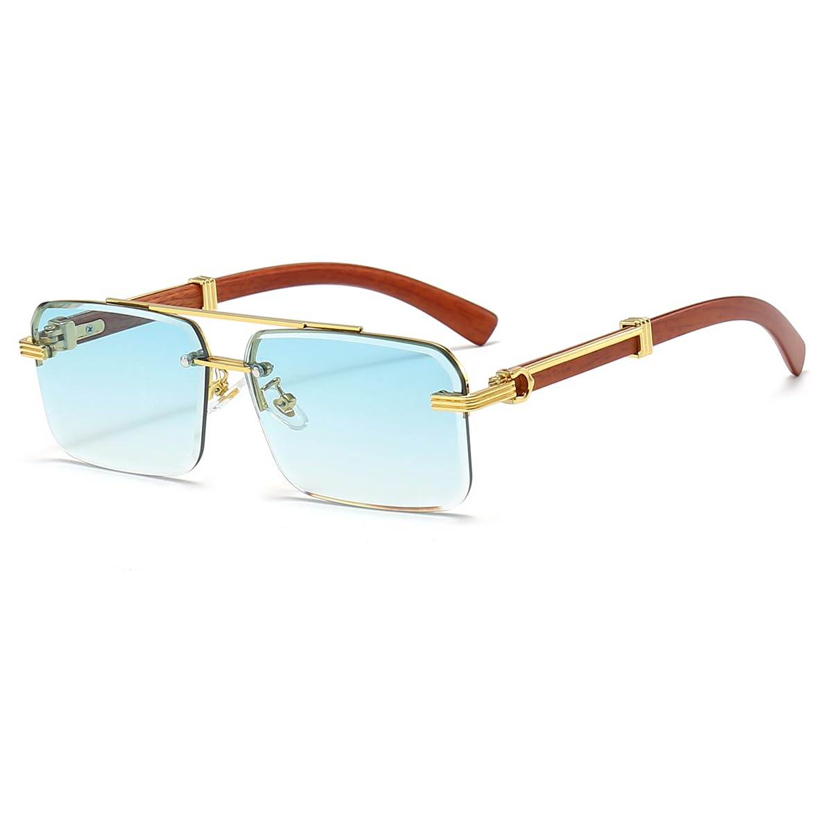 JOVAKIT Trendy Square Sunglasses for Men Women Semi Rimless Frame Shades 90s Vintage Retro Sun Glasses UV400 Protection