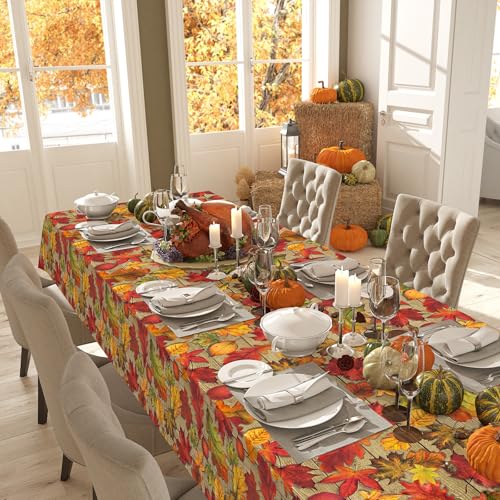 3Pack Fall Leaf Plastic Tablecloth Decorations,Disposable Autumn Orange Leaf Maple Table Cloths for Parties,Rectangle Thanks Giving Table Cover for Kitchen Fall Harvest Thanks Giving Decor,54x108 Inch