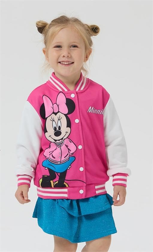 Disney Minnie Mickey Stitch Princess Frozen Elsa Marvel Jacket Lightweight Coat Button up Color Block Sweatshirt 2-14 Years
