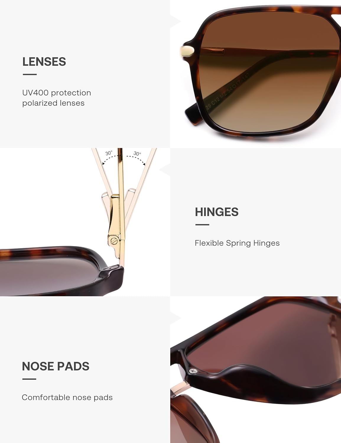 SOJOS Sunglasses for Women & Men, Square, Retro, Polarized Lens, Trendy Aviator, 90s Shades