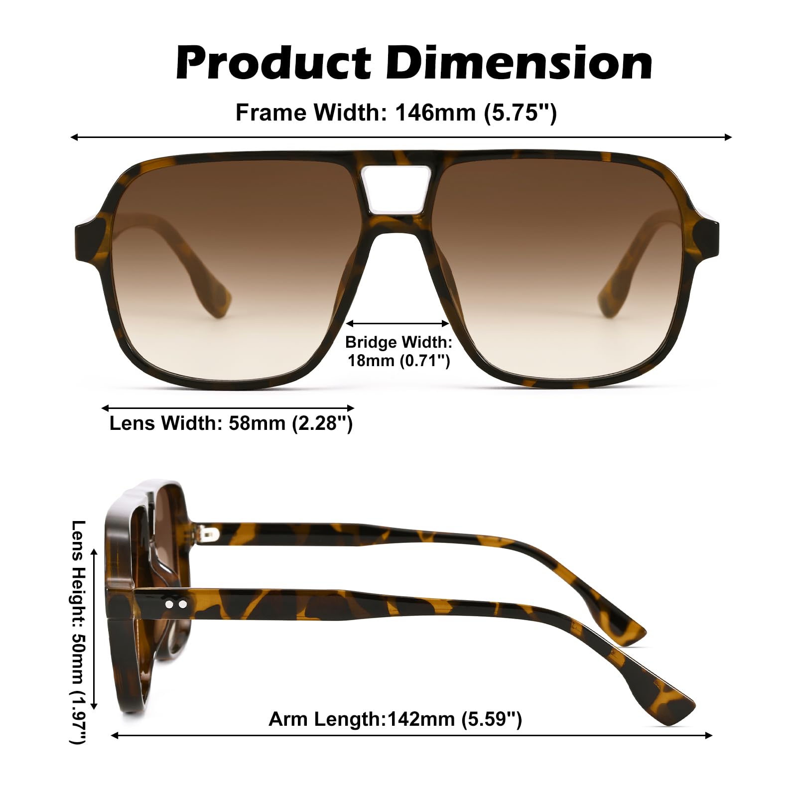 Oversized Aviator Sunglasses for Women Men - Retro 70s Square Shades Sun Glasses