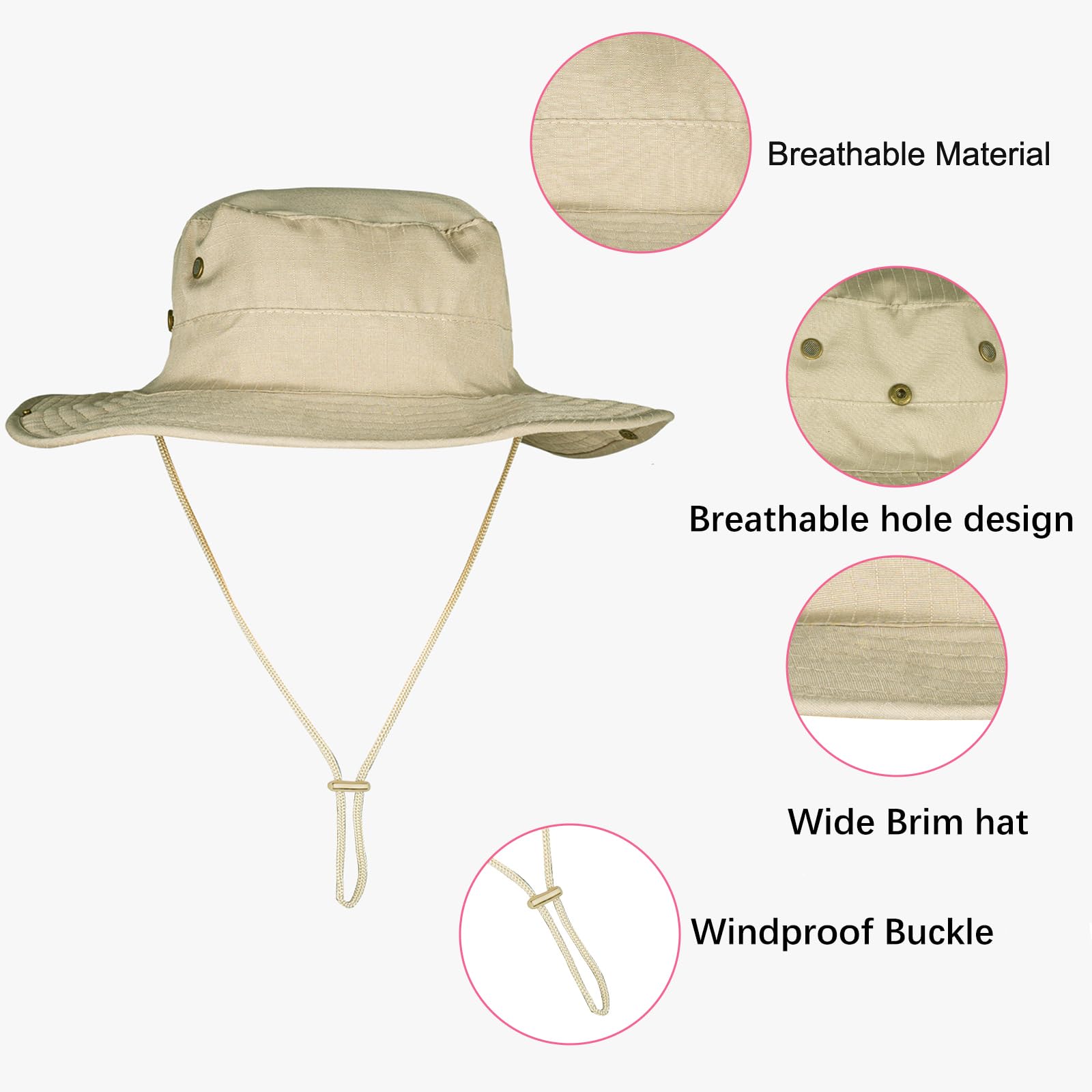 Sun Hats for Men Women Boonie Hat Foldable Fishing Hat UPF 50+ Bucket Hat for Fishing Hiking Garden Safari Beach