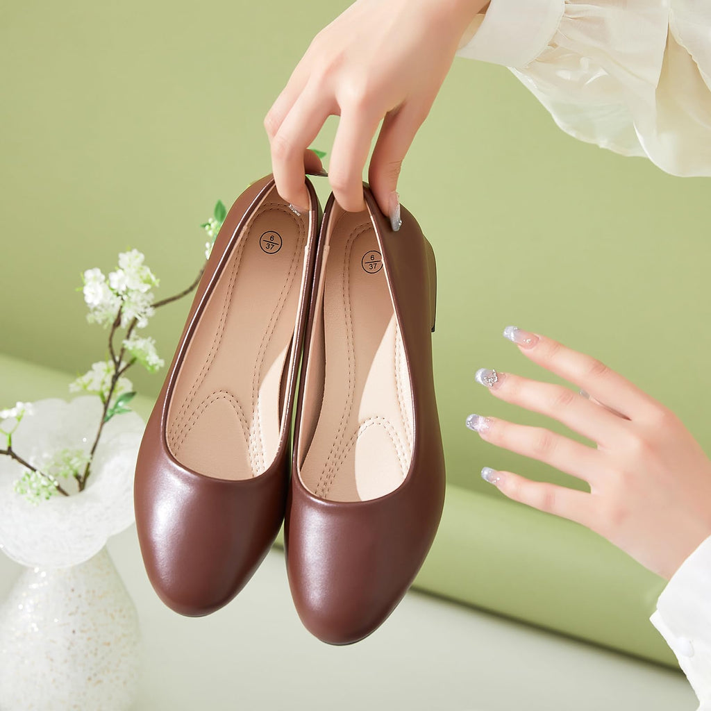 hash bubbie Women's Loafers Slip on Shoes Chunky Low Block Heels Closed Toe Pumps Shoes Office Shoes Ladies Elegant Wedding Dress Shoes