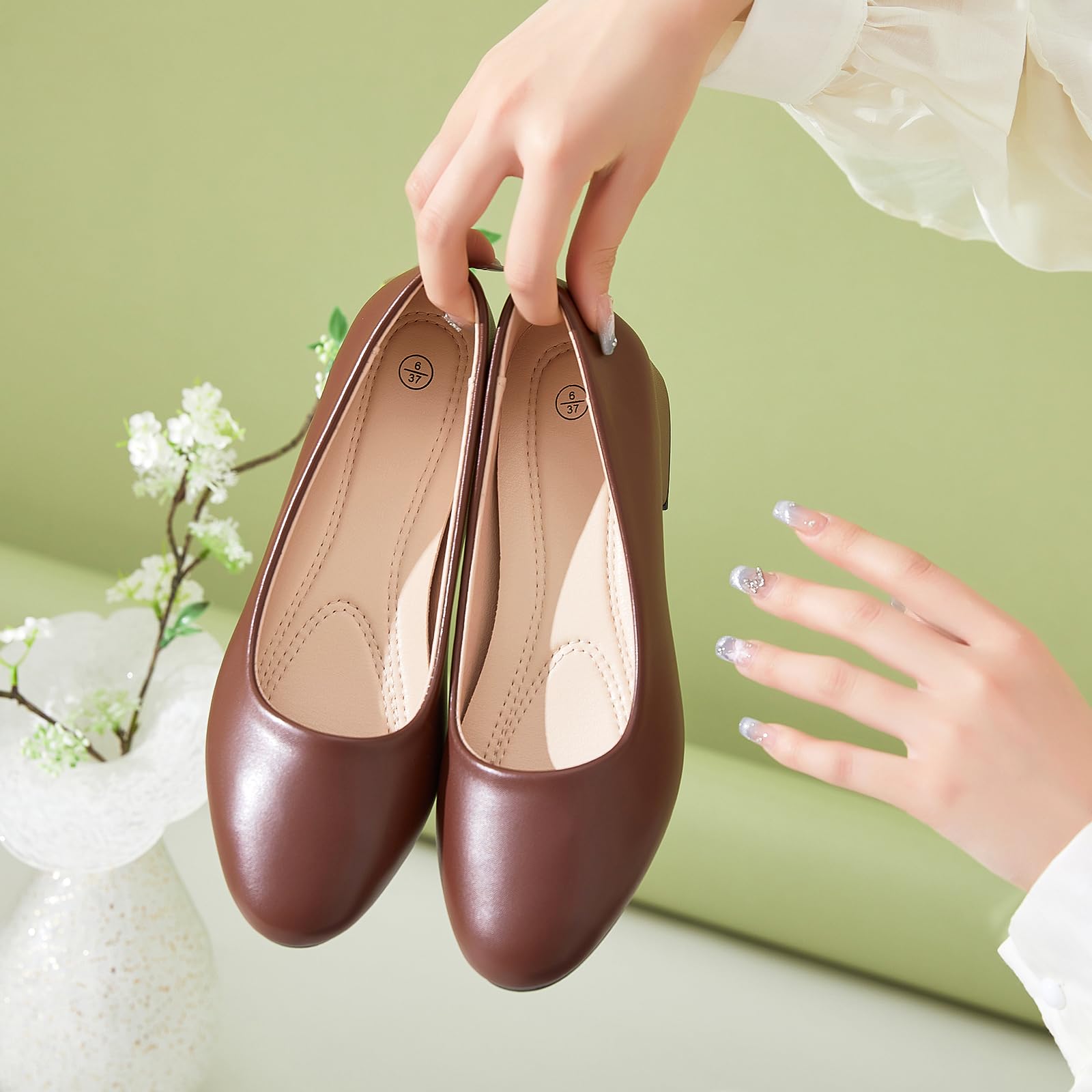 hash bubbie Women's Loafers Slip on Shoes Chunky Low Block Heels Closed Toe Pumps Shoes Office Shoes Ladies Elegant Wedding Dress Shoes