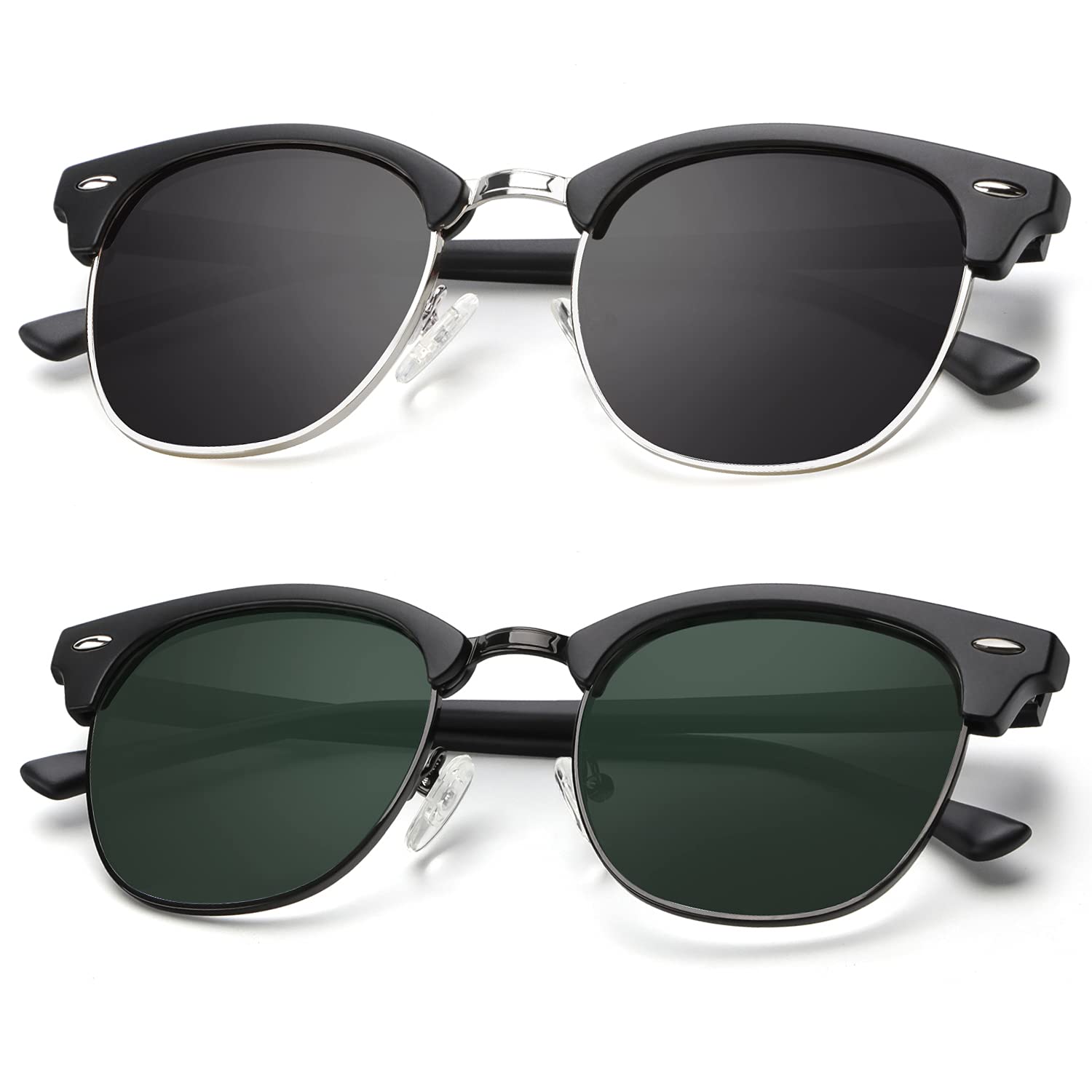 KALIYADI Polarized Sunglasses for Men and Women Semi-Rimless Frame Driving Sun glasses UV Blocking