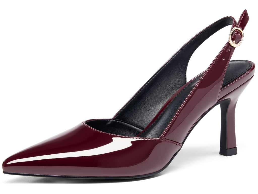 Rilista Women's Slingback Kitten Heels Closed Pointed Toe Wedding Party Dress Pumps Shoes