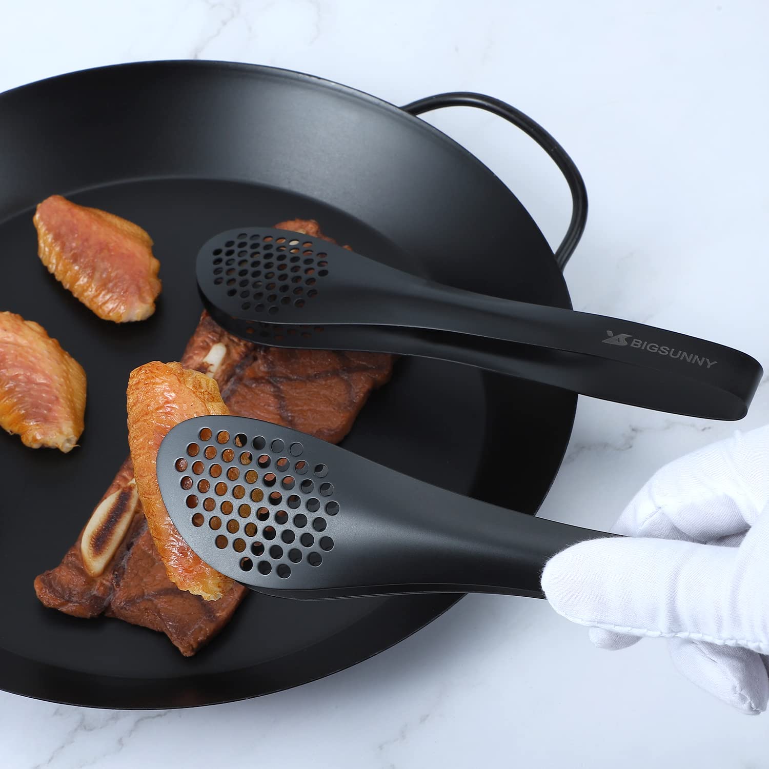 MSY BIGSUNNY 9 inch Buffet Tongs, Set of 2 Stainless Steel Food Serving Tongs