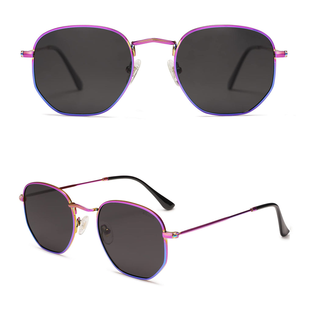 SOJOS Square Polarized Sunglasses for Women Men Small Hexagonal Polygon Shades SJ1072