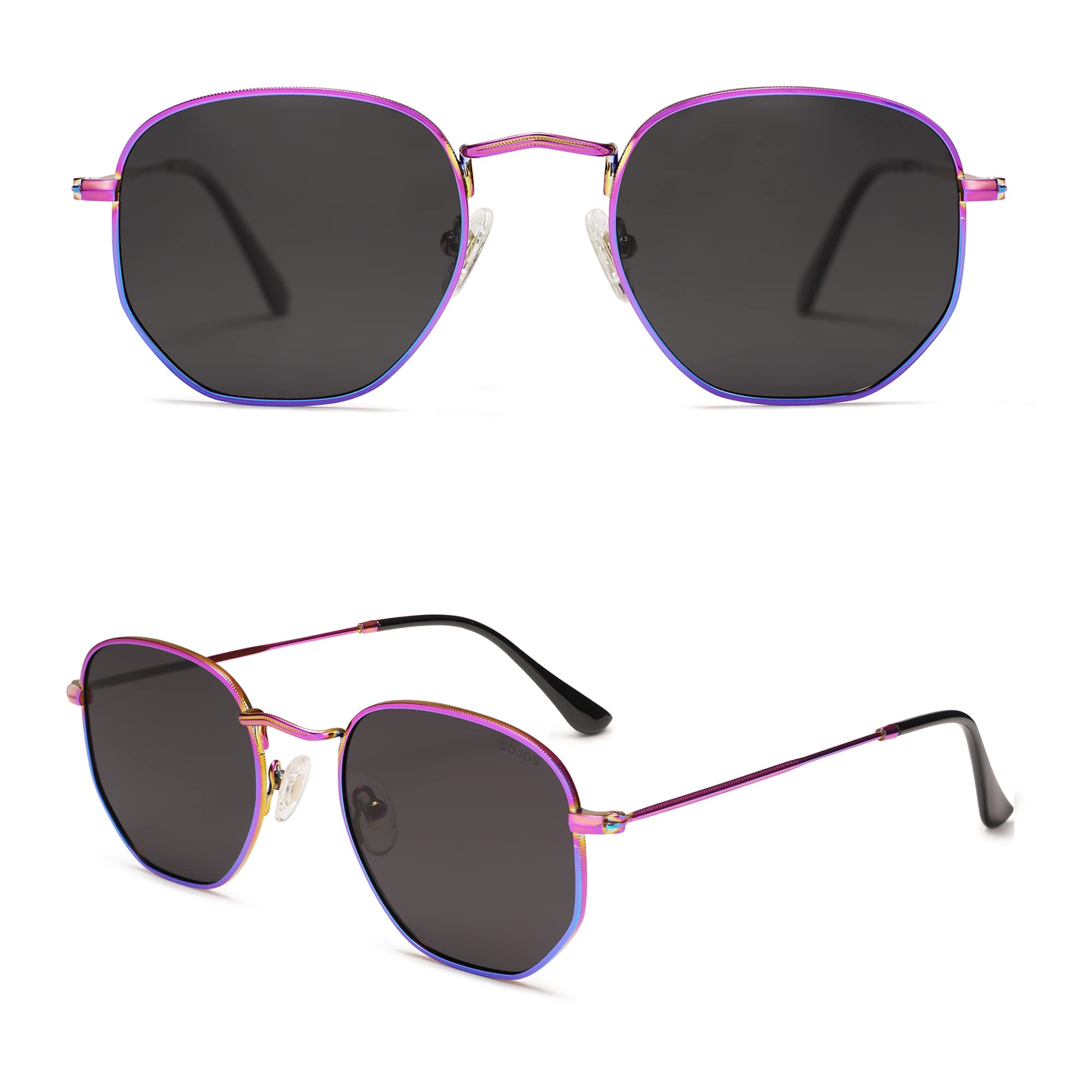 SOJOS Square Polarized Sunglasses for Women Men Small Hexagonal Polygon Shades SJ1072
