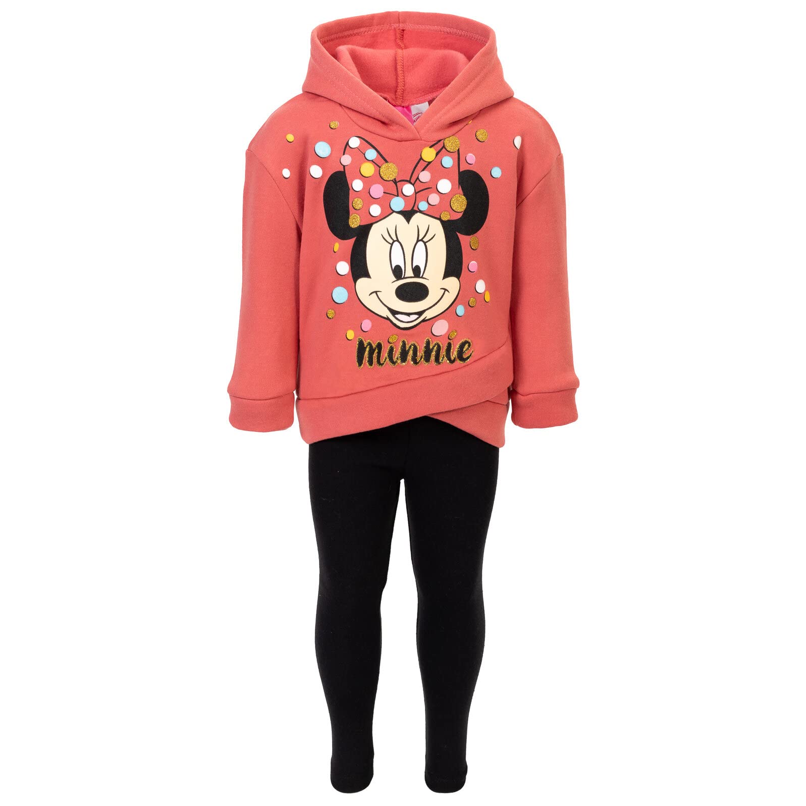 Disney Minnie Mouse Fleece Pullover Crossover Hoodie and Leggings Outfit Set Infant to Big Kid Sizes (12 Months - 14-16)
