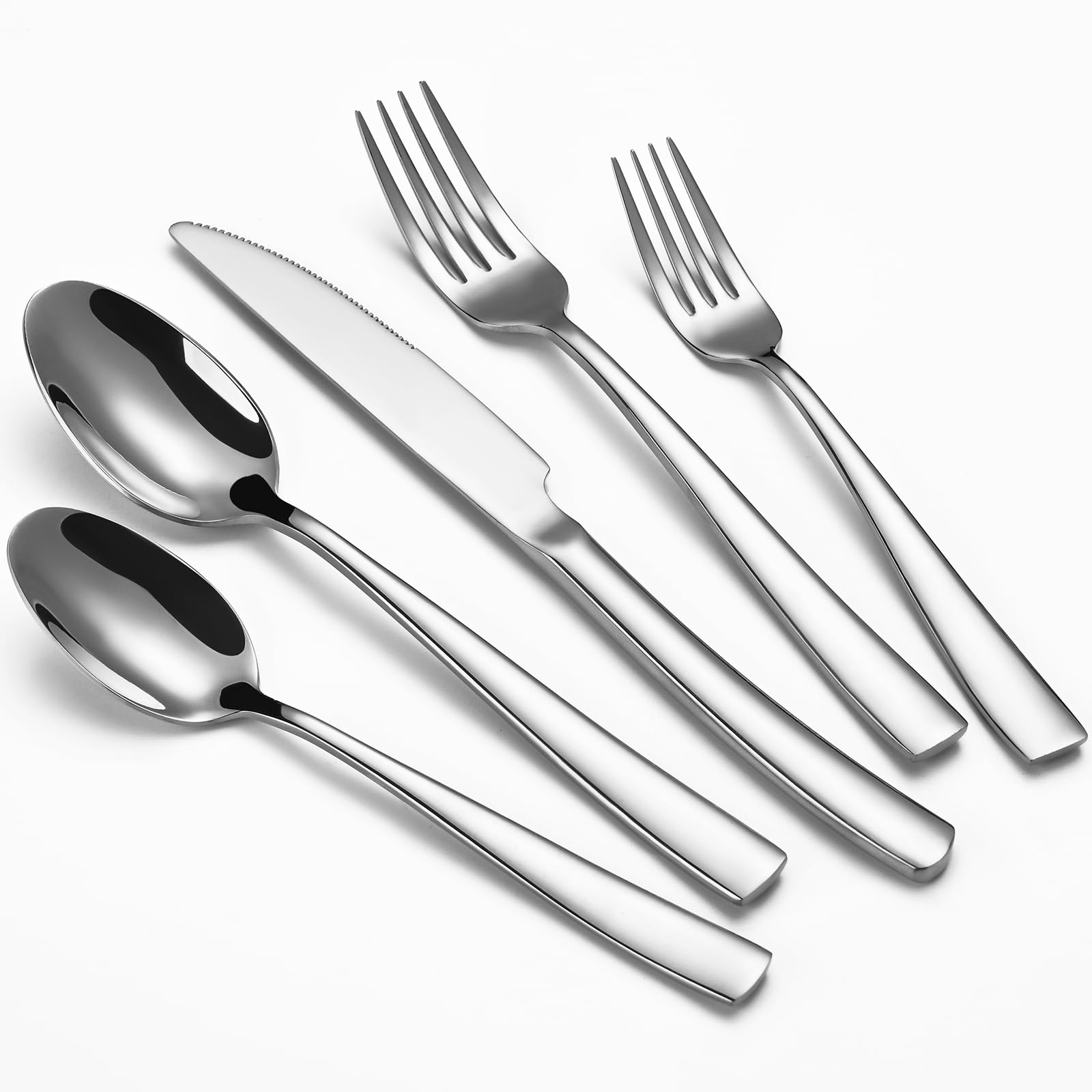 Large Hostess Serving Utensils Set, Stainless Steel Heavy Duty Serving spoons, Slotted Spoons, Serving Fork, Cake Server, Butter Knife, Dishwasher Safe (Silver)