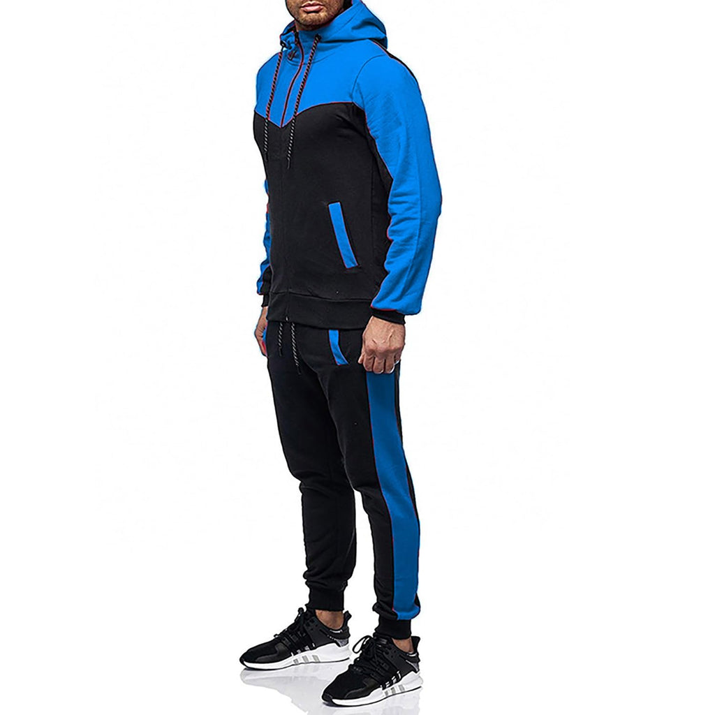 Marine Royal Track Suits for Men Set Full Zip Sweatsuit Outdoor Jogging Men Tracksuits