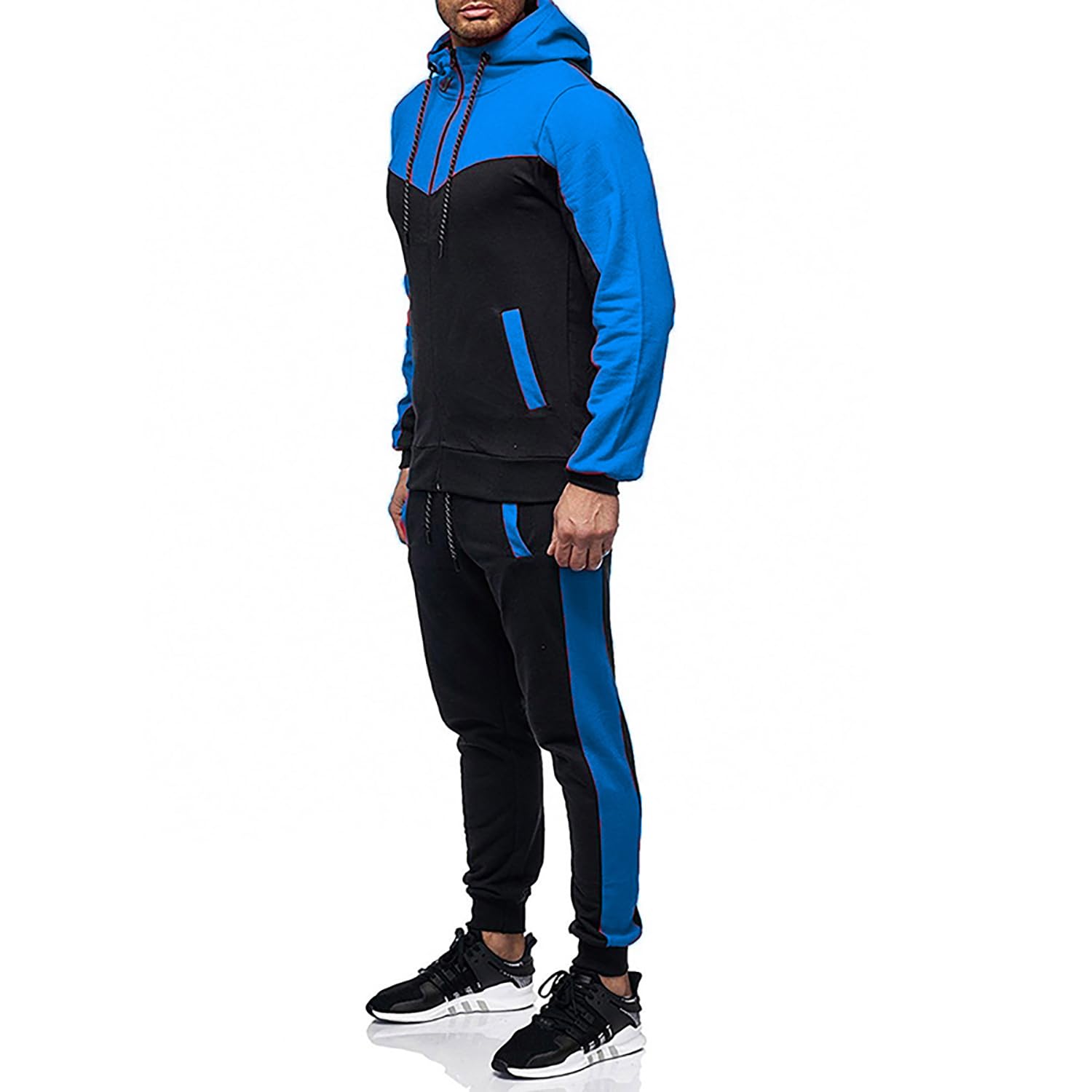 Marine Royal Track Suits for Men Set Full Zip Sweatsuit Outdoor Jogging Men Tracksuits