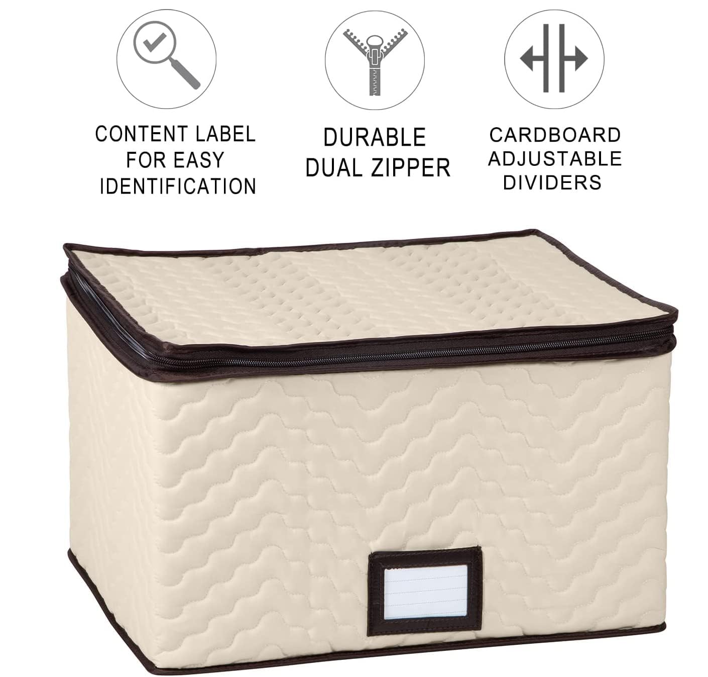 China Storage Containers 5-Piece Set Moving Boxes for Dinnerware, Glasses, Plates, Mugs and Saucers Sturdy Quilted Microfiber Dish Organizer with Dividers for Seasonal Storage - Holds Set of 12