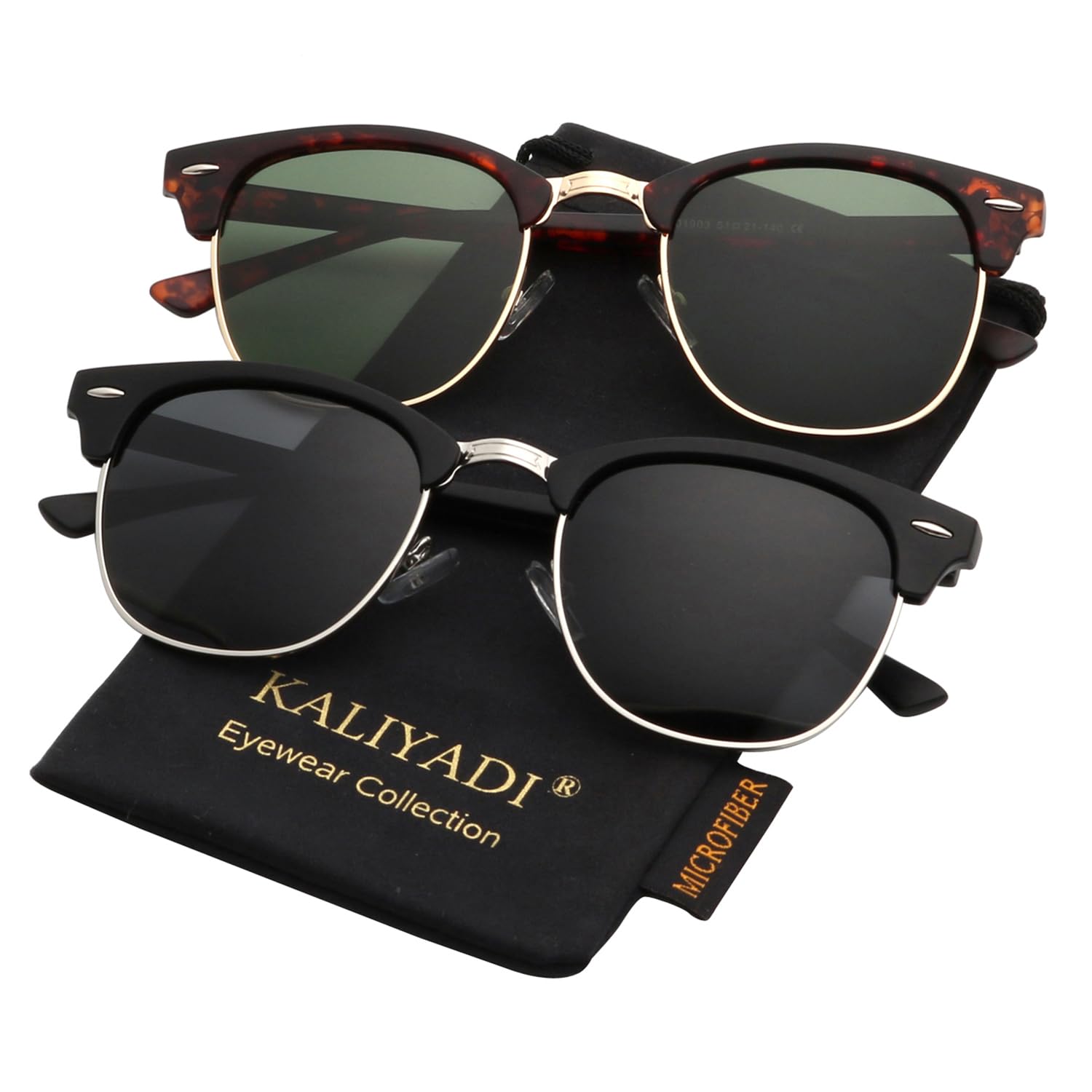 KALIYADI Polarized Sunglasses for Men and Women Semi-Rimless Frame Driving Sun glasses UV Blocking