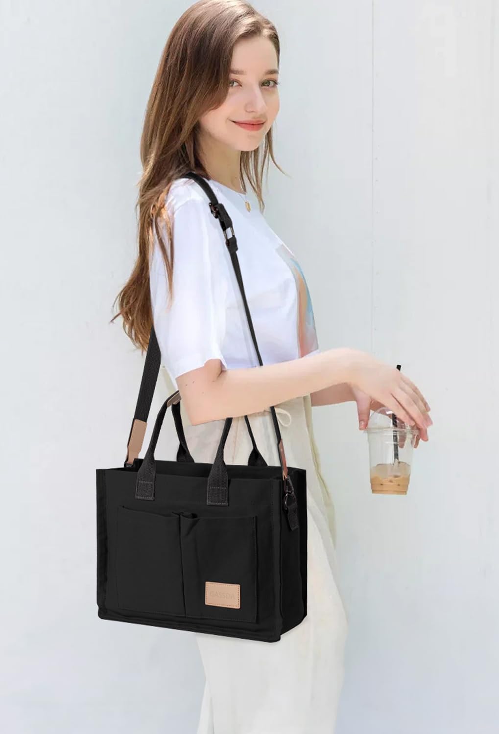 Tote Bags for Women Canvas Tote Purse Crossbody with Pockets Top Handle Shoulder Satchel Bag for Women
